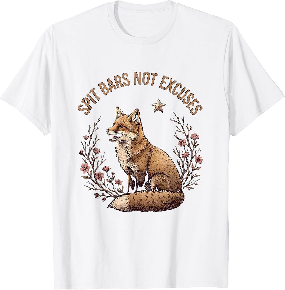 Men's Spit Bars Not Excuses Hip Hop Graphic Design T-Shirt - White