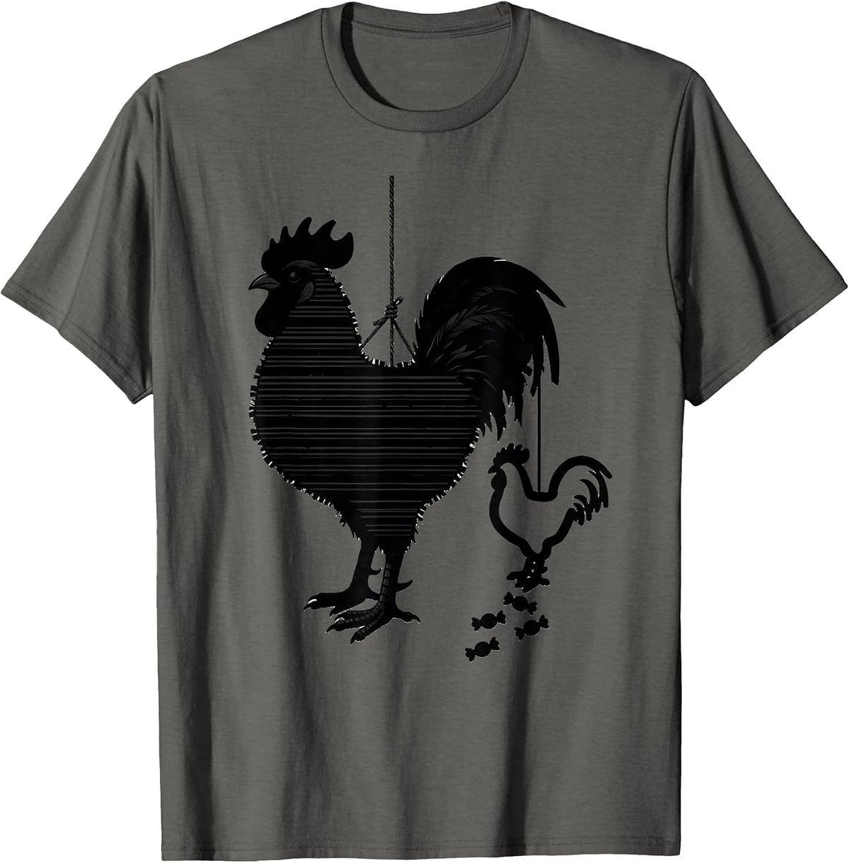 Rooster Pinata Silhouette Cinco De Mayo Party Costume T-Shirt - Asphalt Grey