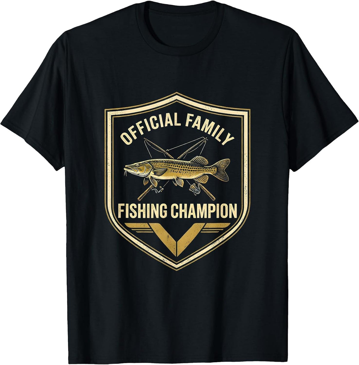 Men's Official Family Fishing Champion Funny Fishing Humor Gift T-Shirt - Black