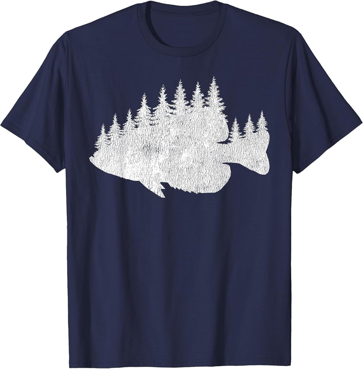 Crappie Fishing - Forest Treeline Panfish Fisherman T-Shirt - Navy Blue