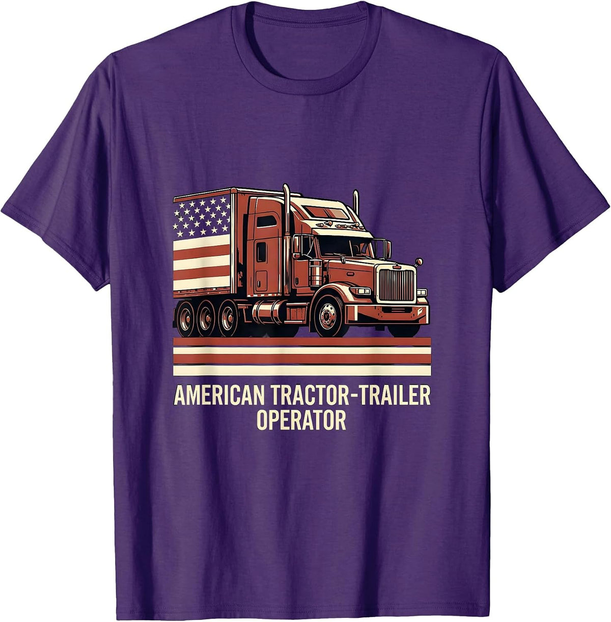 Men's American Tractor-Trailer Operator Patriotic Trucker Gift T-Shirt - Purple