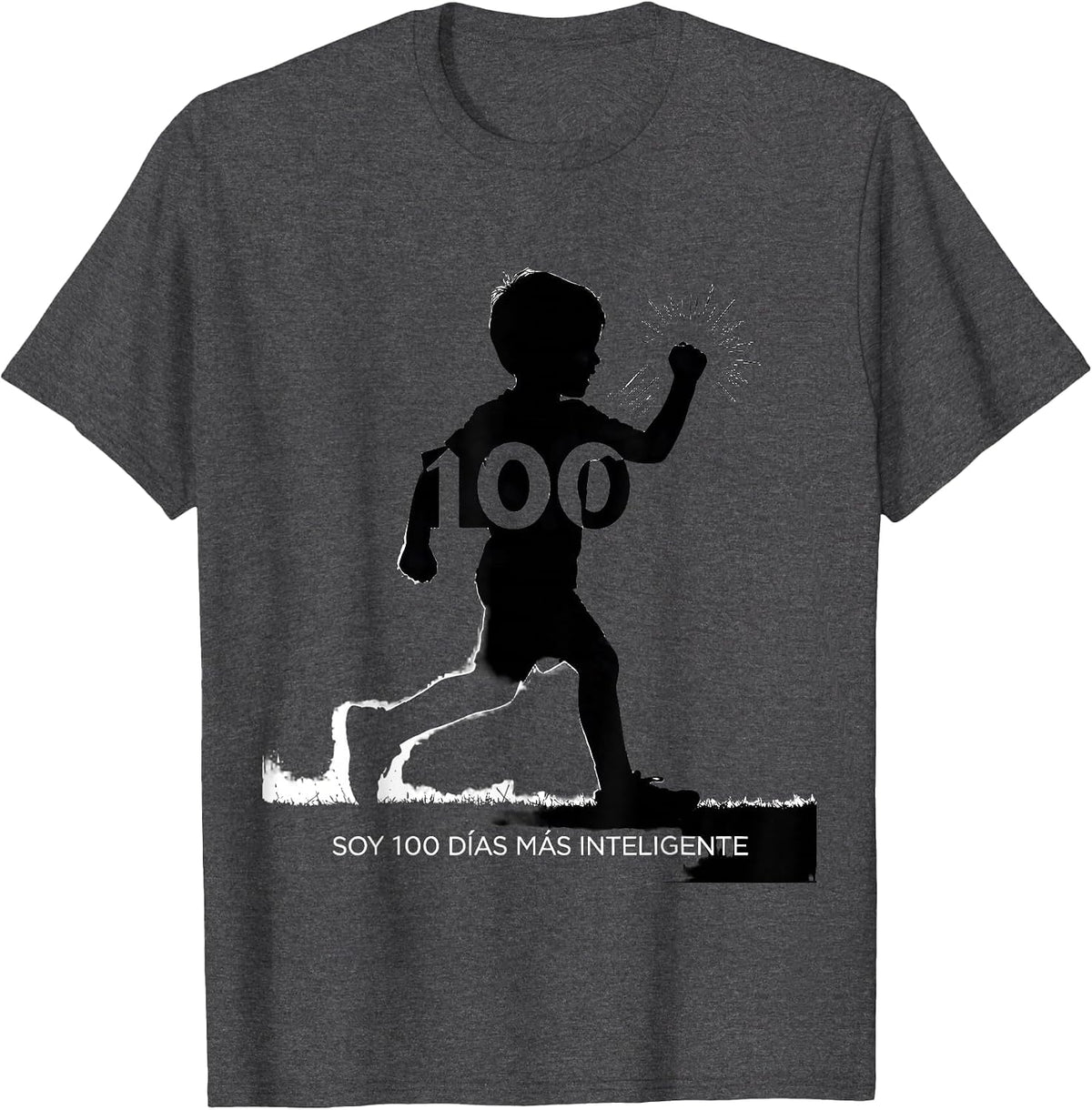 Soy 100 Días Más Inteligente Spanish Teacher 100th Day T-Shirt - Dark Heather Grey