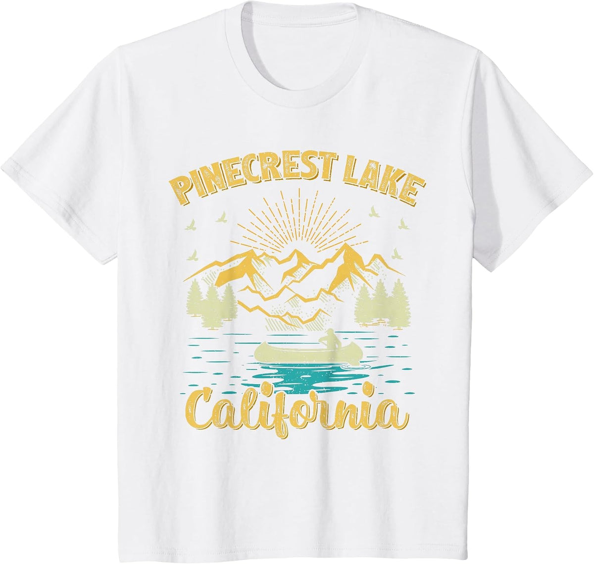 Summer Vacation Retro Mountain California Pinecrest Lake T-Shirt - White
