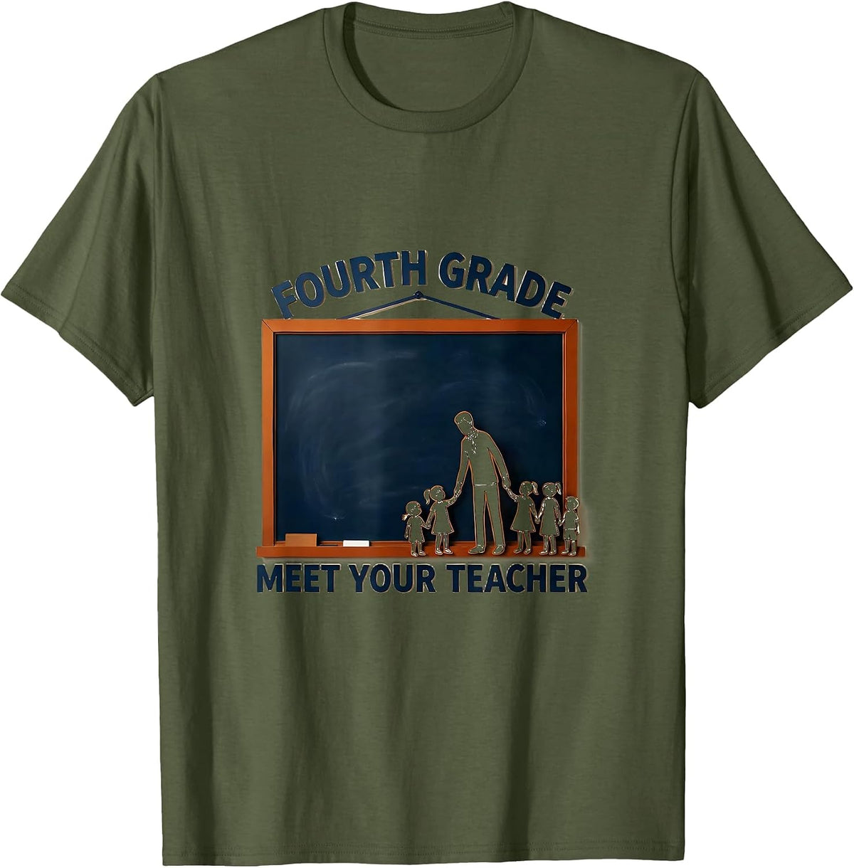 Men's Fourth Grade Meet Your Teacher Funny Teacher Team Back To T-Shirt - Olive Green