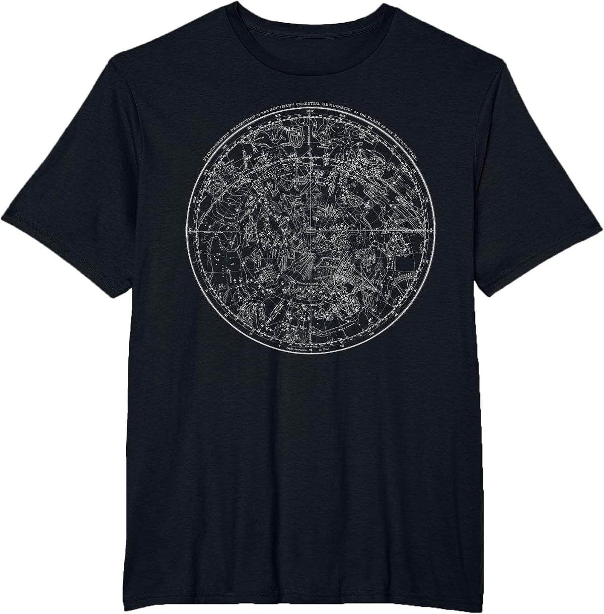 Astronomy - Stars - Constellations - Vintage Map T-Shirt - Black