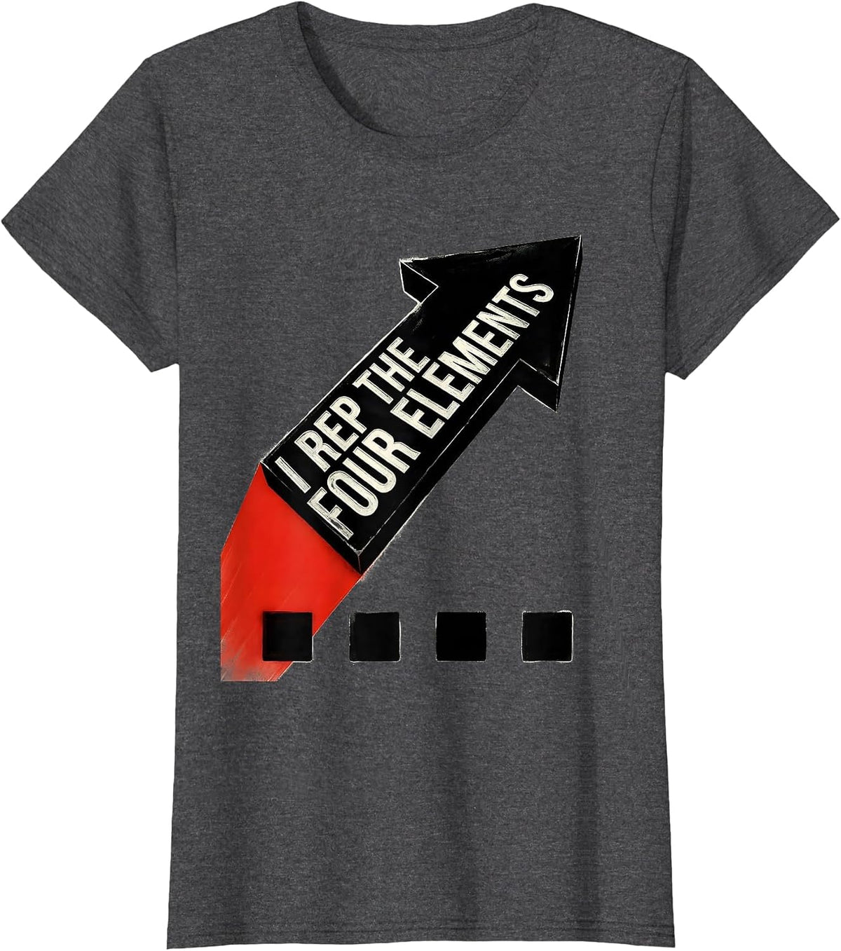 Women's I Rep The Four Elements Constructivist Graffiti Hip Hop Rap T-Shirt - Dark Heather Grey