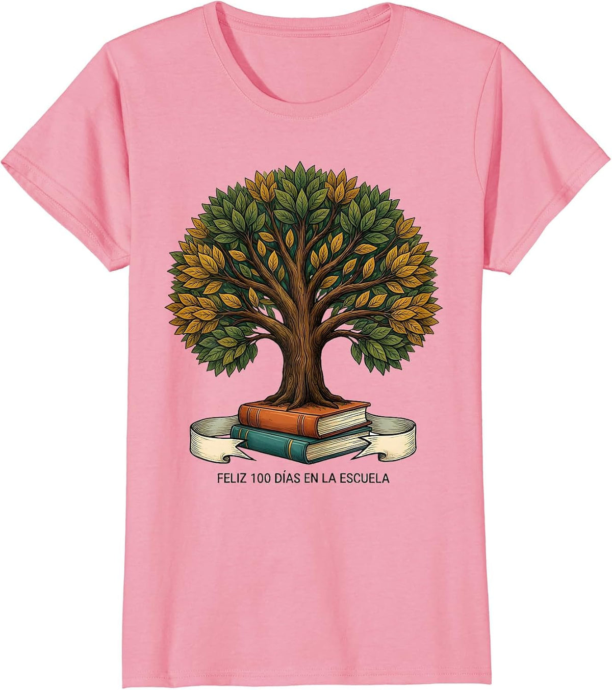 Women's Feliz 100 Días en la Escuela Cheerful Spanish Teacher 100th T-Shirt - Pink