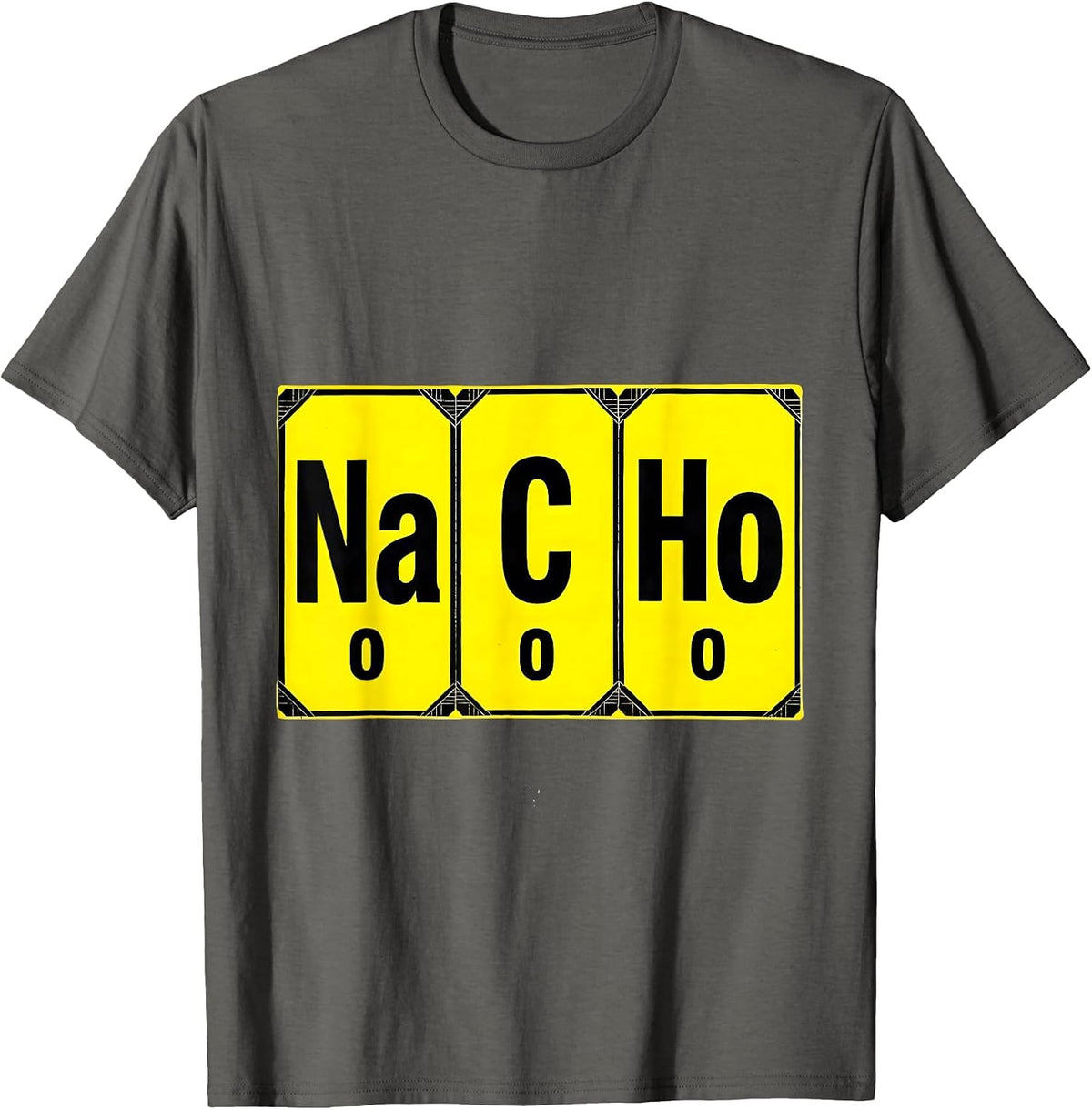 NaCHo Stencil Science Nerd Pun Chemistry Teacher Gift T-Shirt - Asphalt Grey