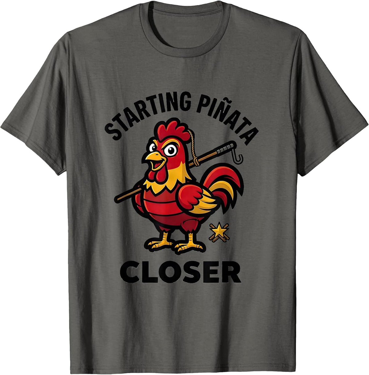 Starting Piñata Closer Funny Cinco De Mayo Party Costume T-Shirt - Asphalt Grey