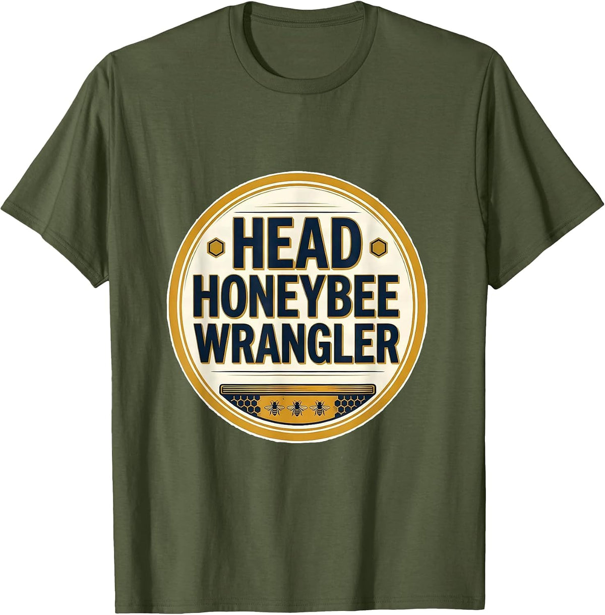 Men's Head Honeybee Wrangler Cute Teacher Bee Lover Back To School T-Shirt - Olive Green