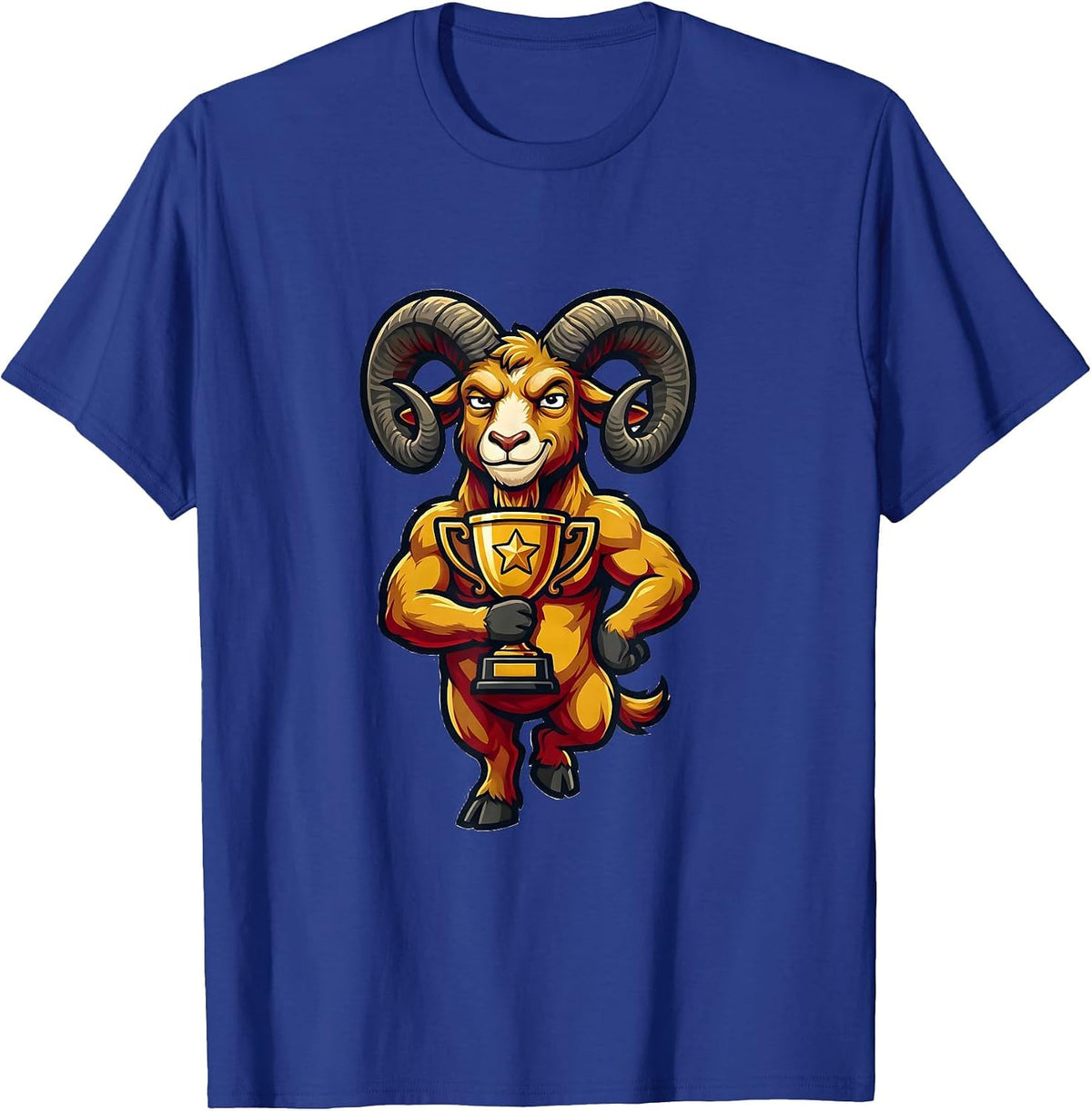 Men's GOAT Mascot Logo Sports Fan Farm Animal Humor T-Shirt - Royal Blue