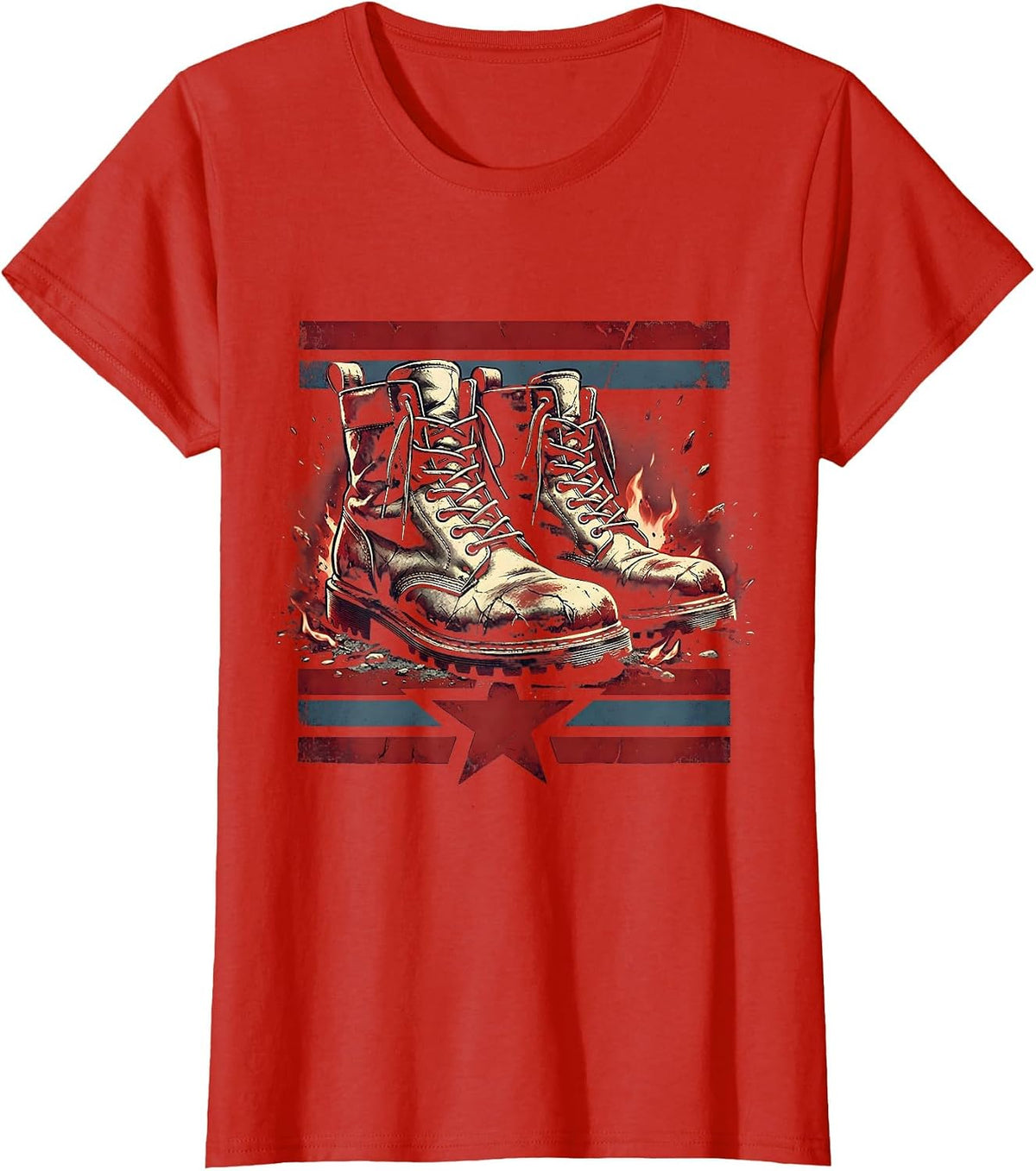 Freedom Tour Campfire Worn Boots Graphic T-Shirt - Red