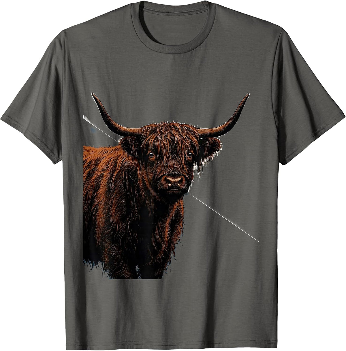 Highland Cow Cute Scottish Humor Flat Graphic T-Shirt - Asphalt Grey