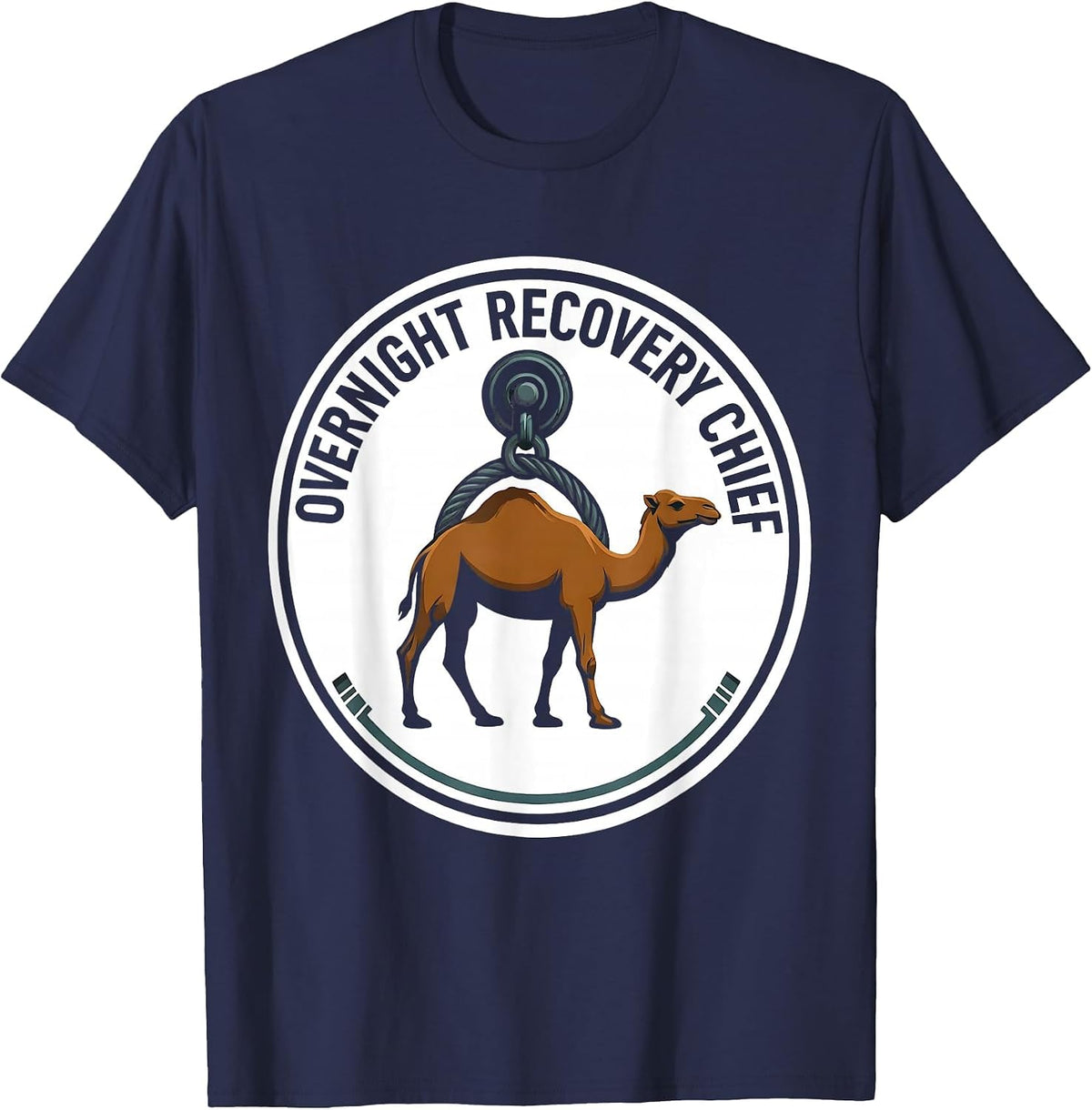 Overnight Recovery Chief Raunchy Tow Truck Hump Day Humor T-Shirt - Navy Blue