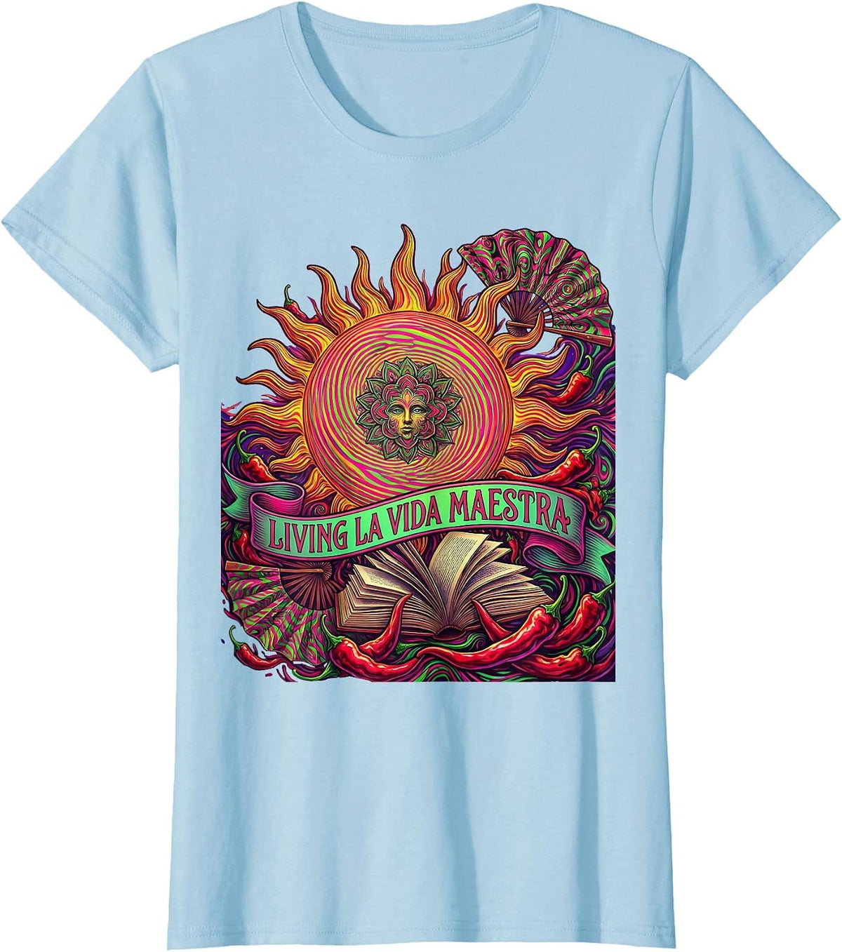 Living La Vida Maestra Spanish Teacher Design T-Shirt - Baby Blue