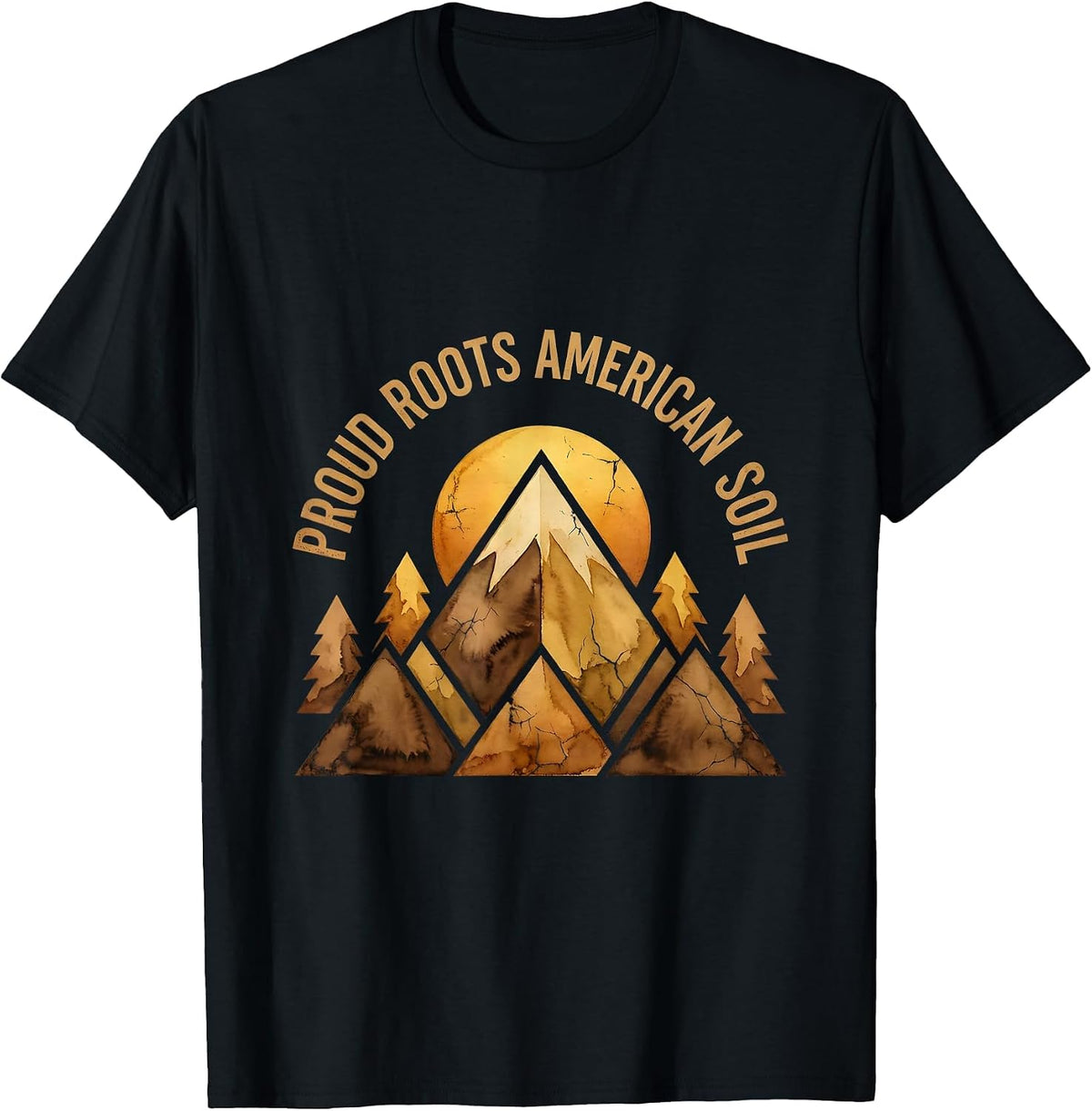 Men's Proud Roots American Soil Patriotic USA Design T-Shirt - Black
