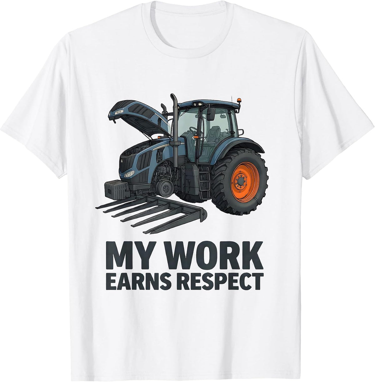 Men's My Work Earns Respect Patriotic Farmer Tractor Rural Pride T-Shirt - White