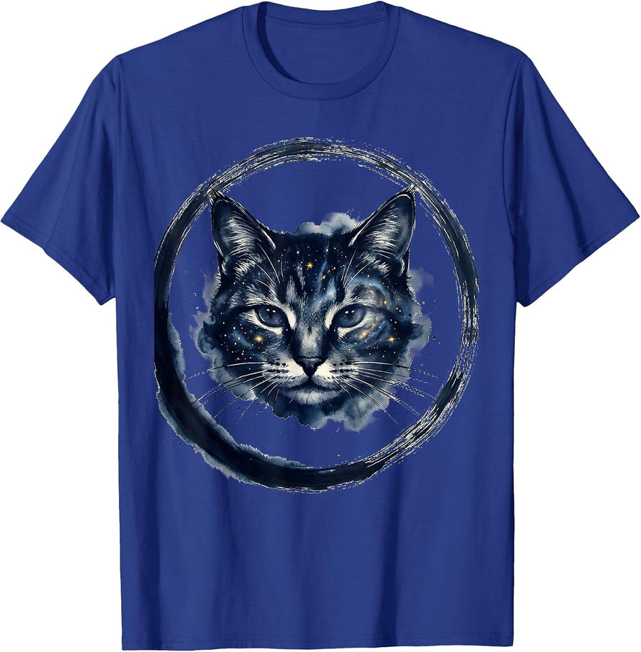 Cosmic Cat Galaxy Star Nebula Space Universe T-Shirt - Royal Blue