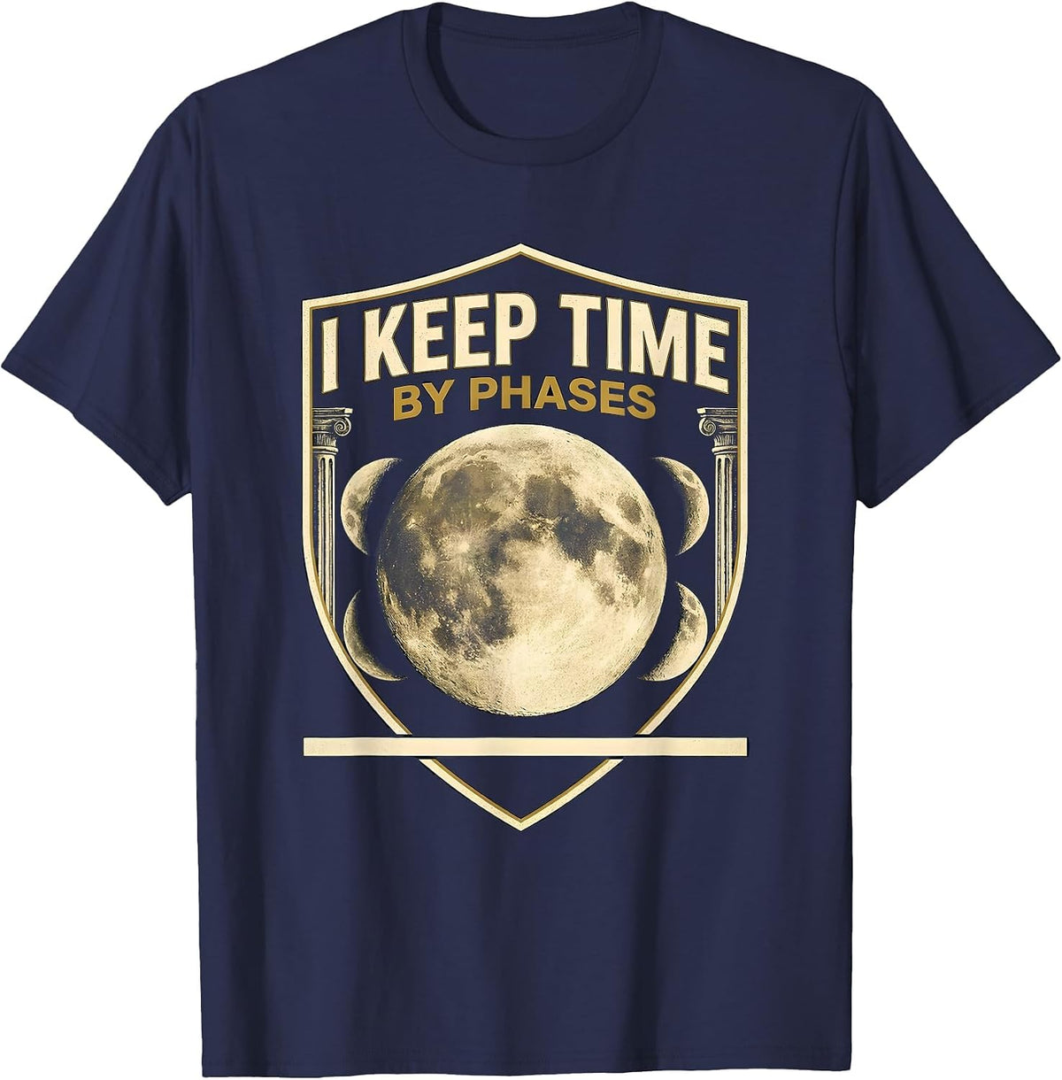 I Keep Time By Phases Celestial Moon Phase Astronomy Boho T-Shirt - Navy Blue