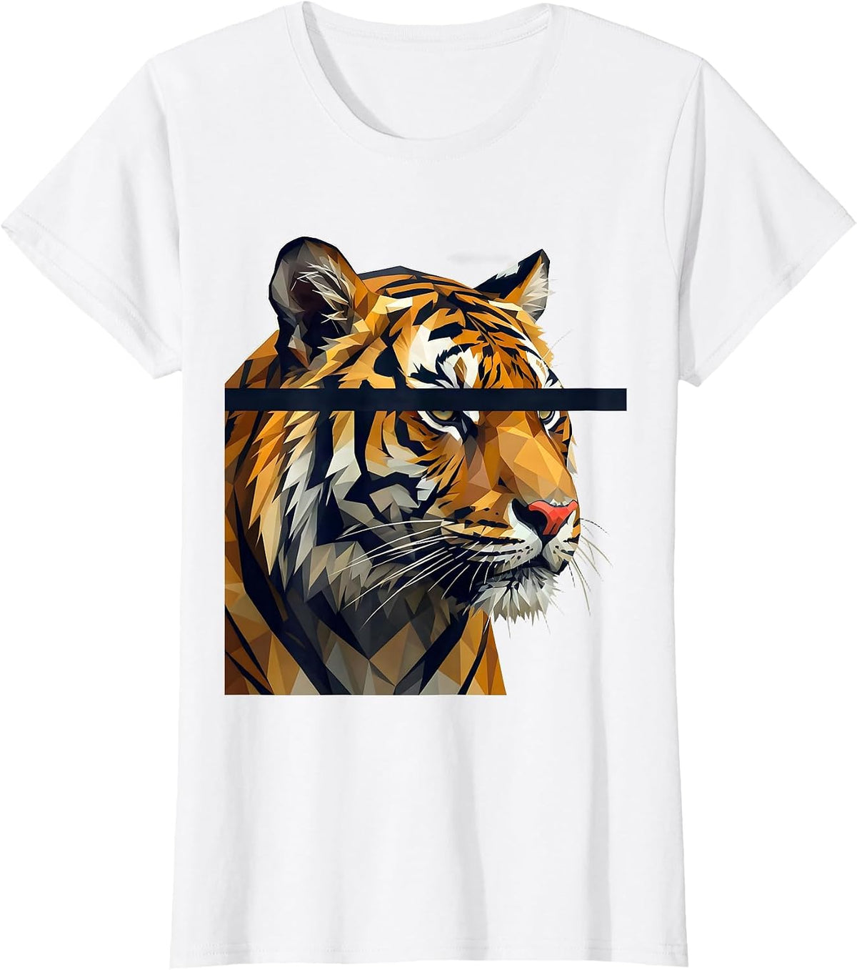 Women's Bengal Tiger Low Poly Faceted Cool Big Cat Lover T-Shirt - White
