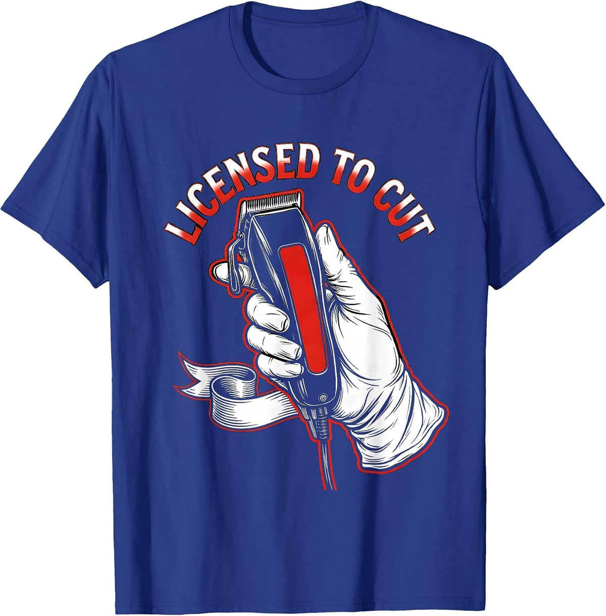 Men's Licensed To Cut Tattoo Barber Hairdresser Humor T-Shirt - Royal Blue