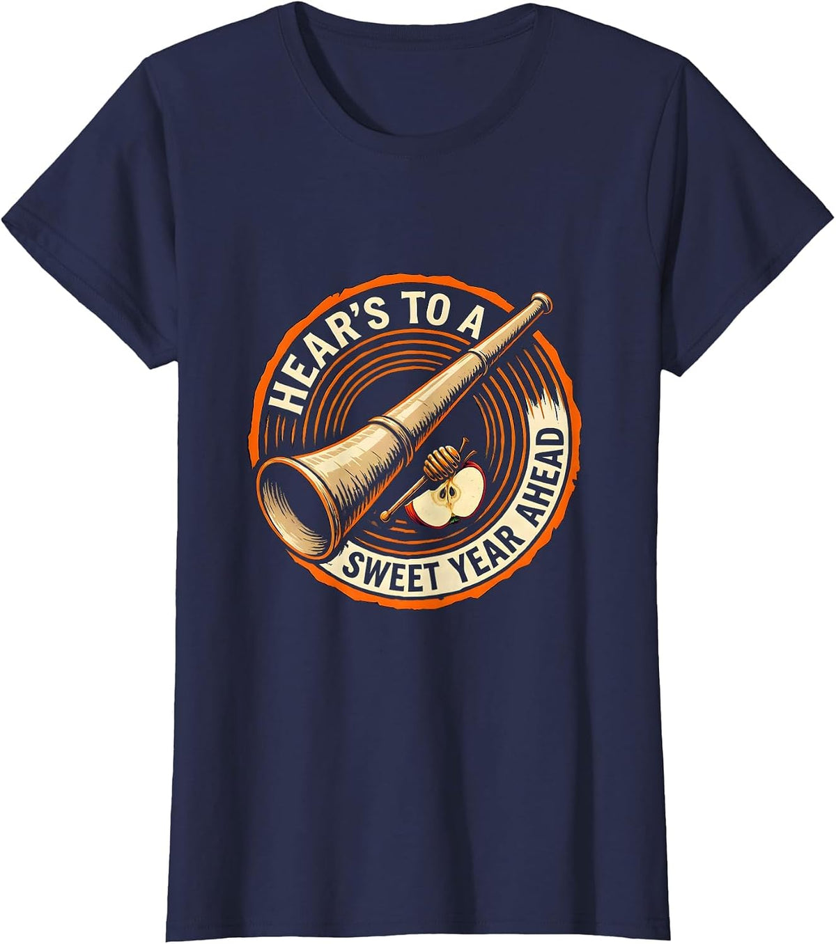 Women's Hear's To A Sweet Year Ahead Funny Rosh Hashanah Jewish New T-Shirt - Navy Blue