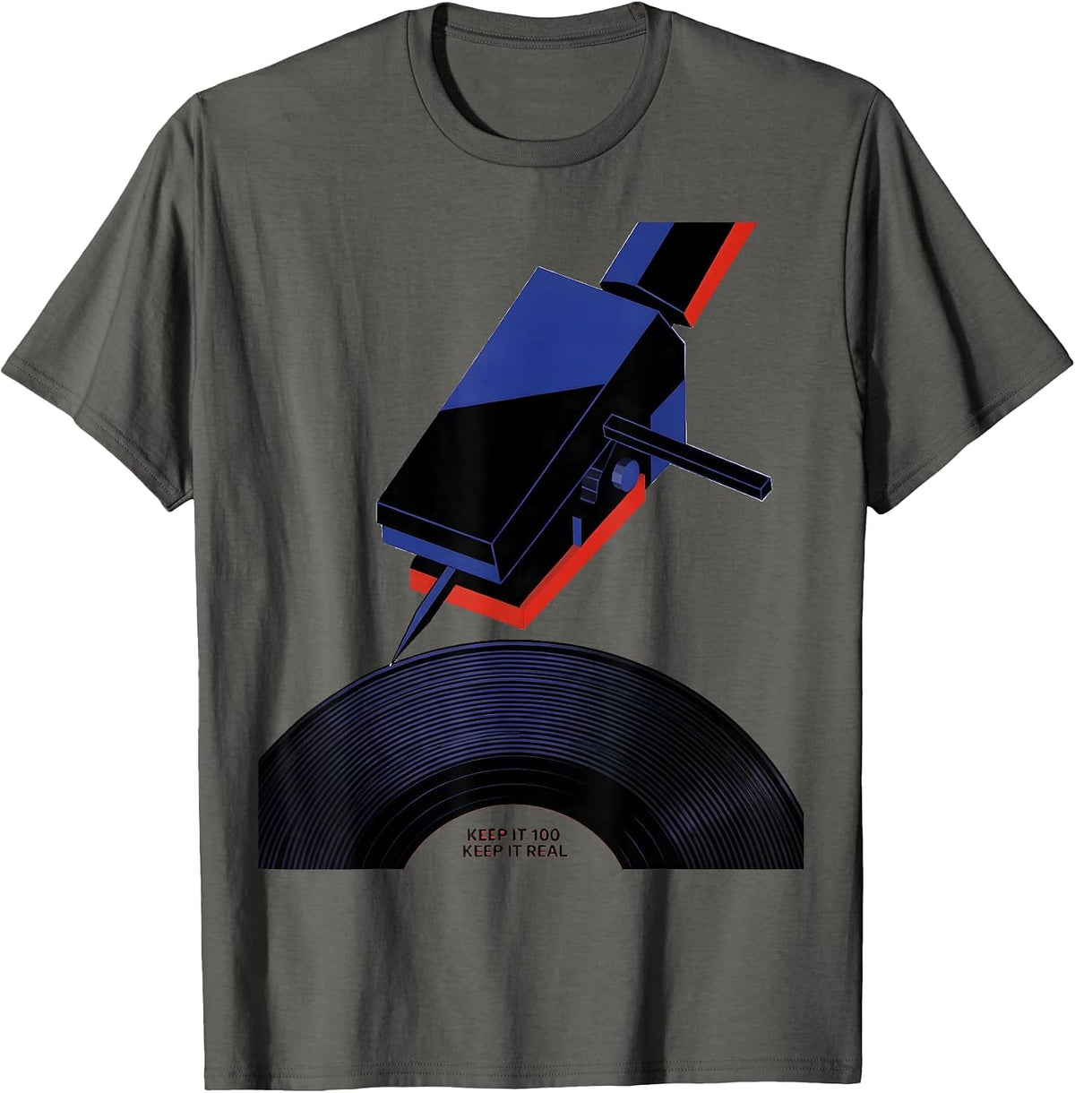 Keep It 100 Keep It Real Bauhaus Hip Hop DJ Nostalgia T-Shirt - Asphalt Grey