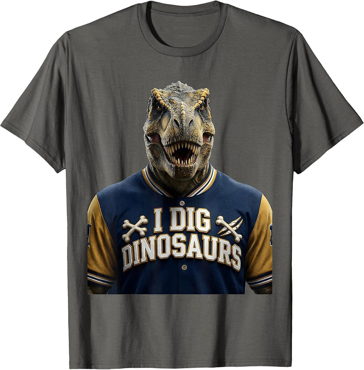I Dig Dinosaurs Boys Dino Lover Design T-Shirt - Asphalt Grey