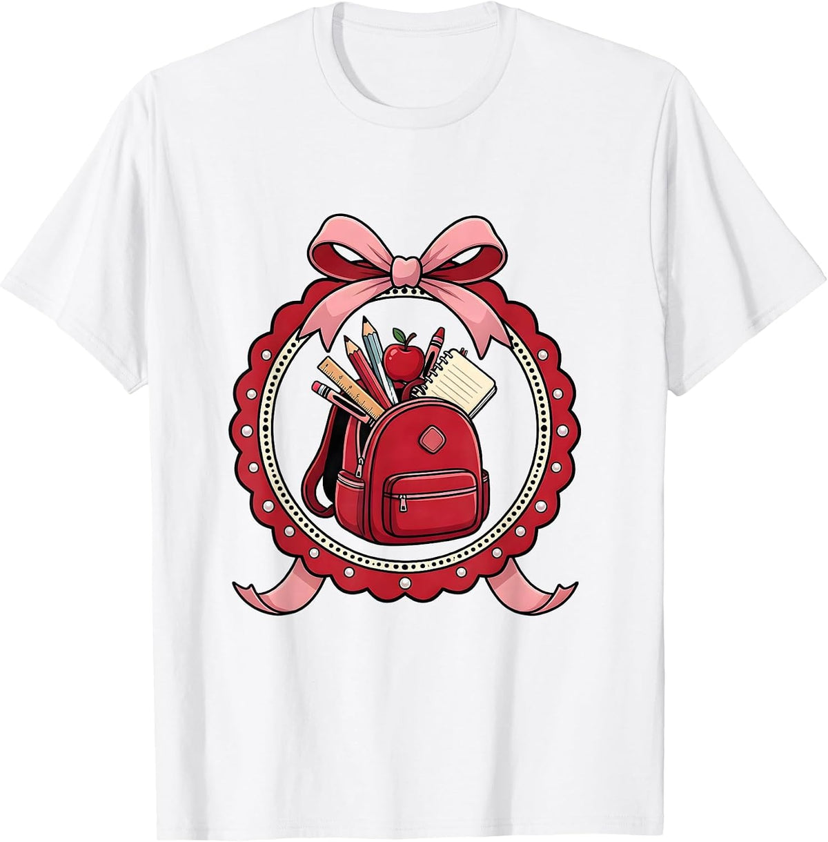 Men's Elementary Teacher Overflowing Backpack Graphic T-Shirt - White