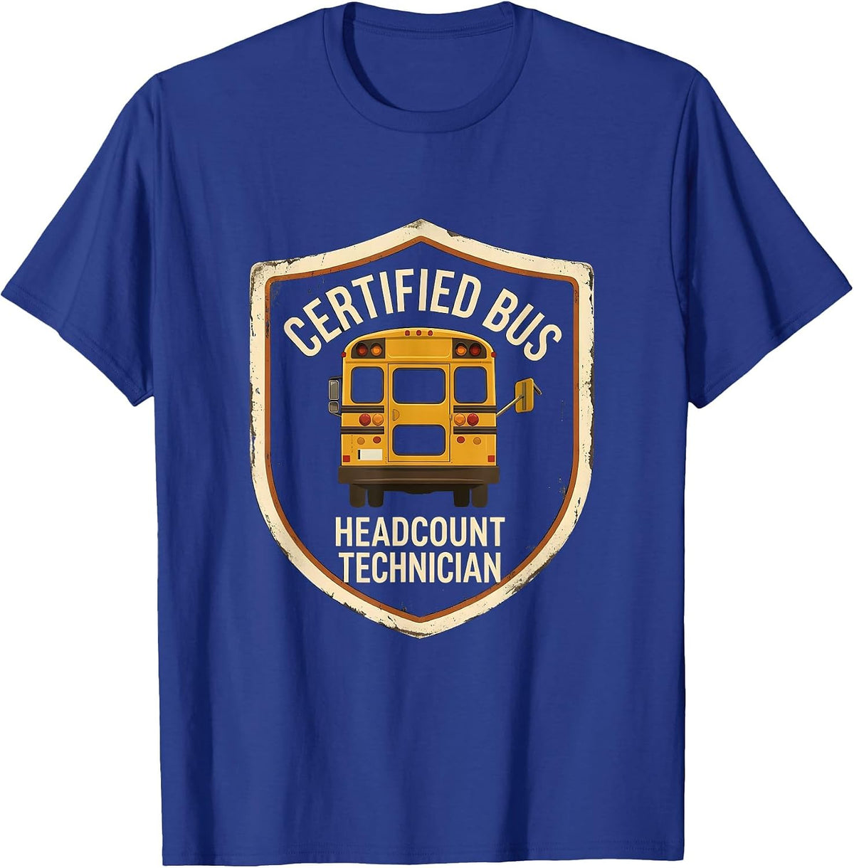 Certified Bus Headcount Technician Vintage School Bus Driver T-Shirt - Royal Blue