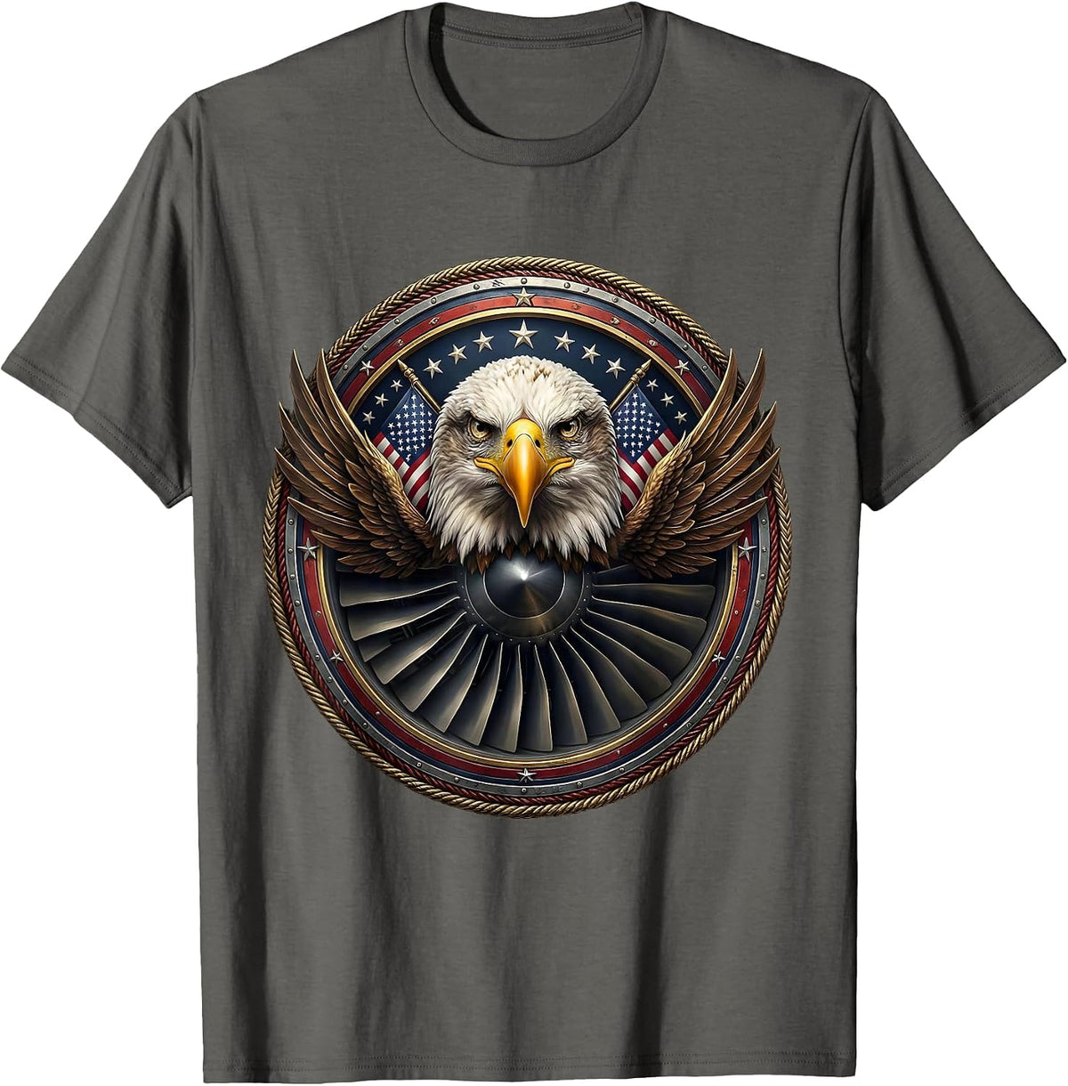 Men's Jet Engine Turbine Blades Close-Up Air Force T-Shirt - Asphalt Grey