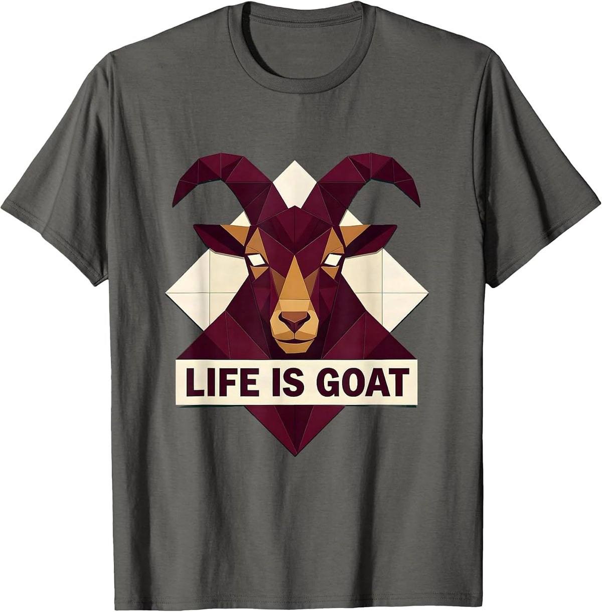Life Is Goat Funny Animal Lover Design T-Shirt - Asphalt Grey