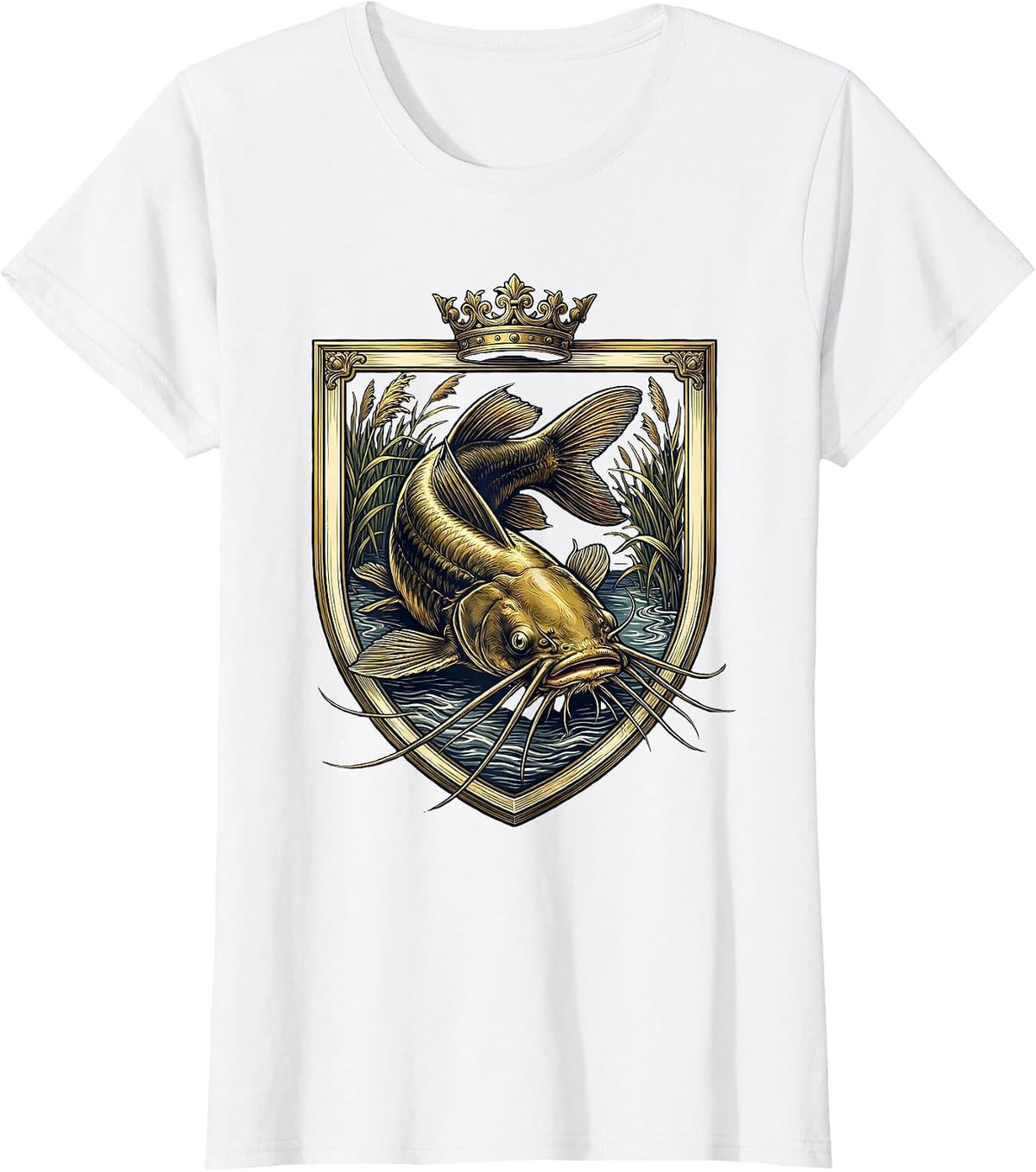 Catfish Lurking in Murky River Depths T-Shirt - White