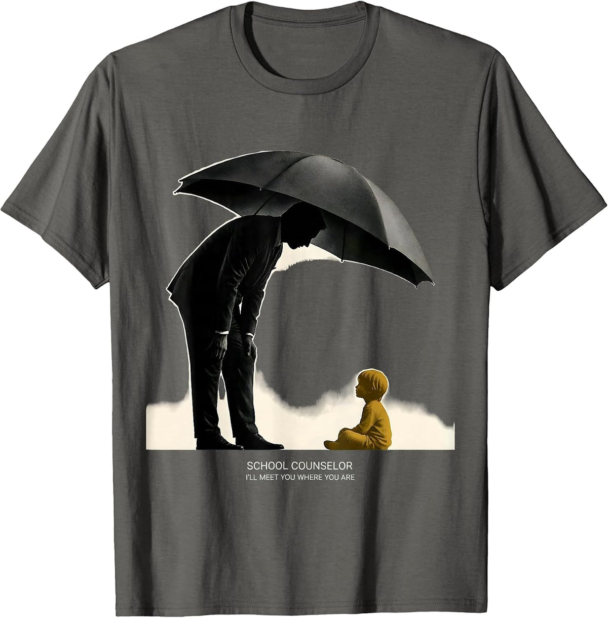 School Counselor I’ll Meet You Where You Are Retro T-Shirt - Asphalt Grey