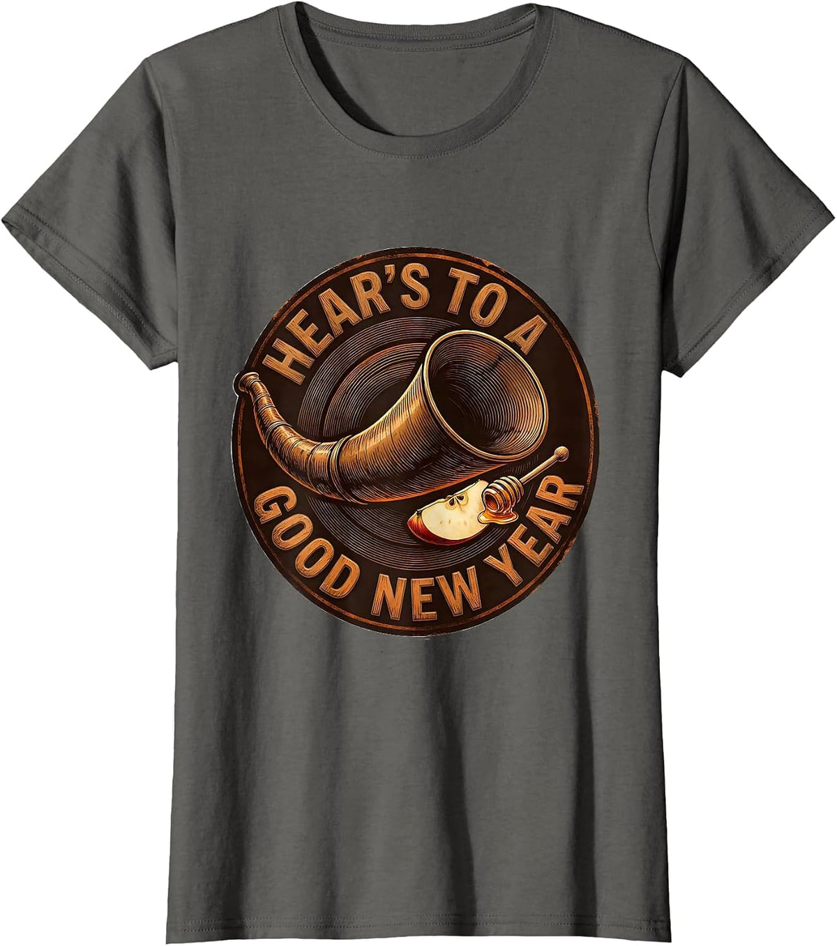 Women's Hear's To A Good New Year Funny Rosh Hashanah Jewish New T-Shirt - Asphalt Grey