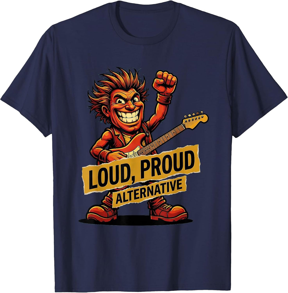 Loud Proud Alternative Bold Statement Design T-Shirt - Navy Blue