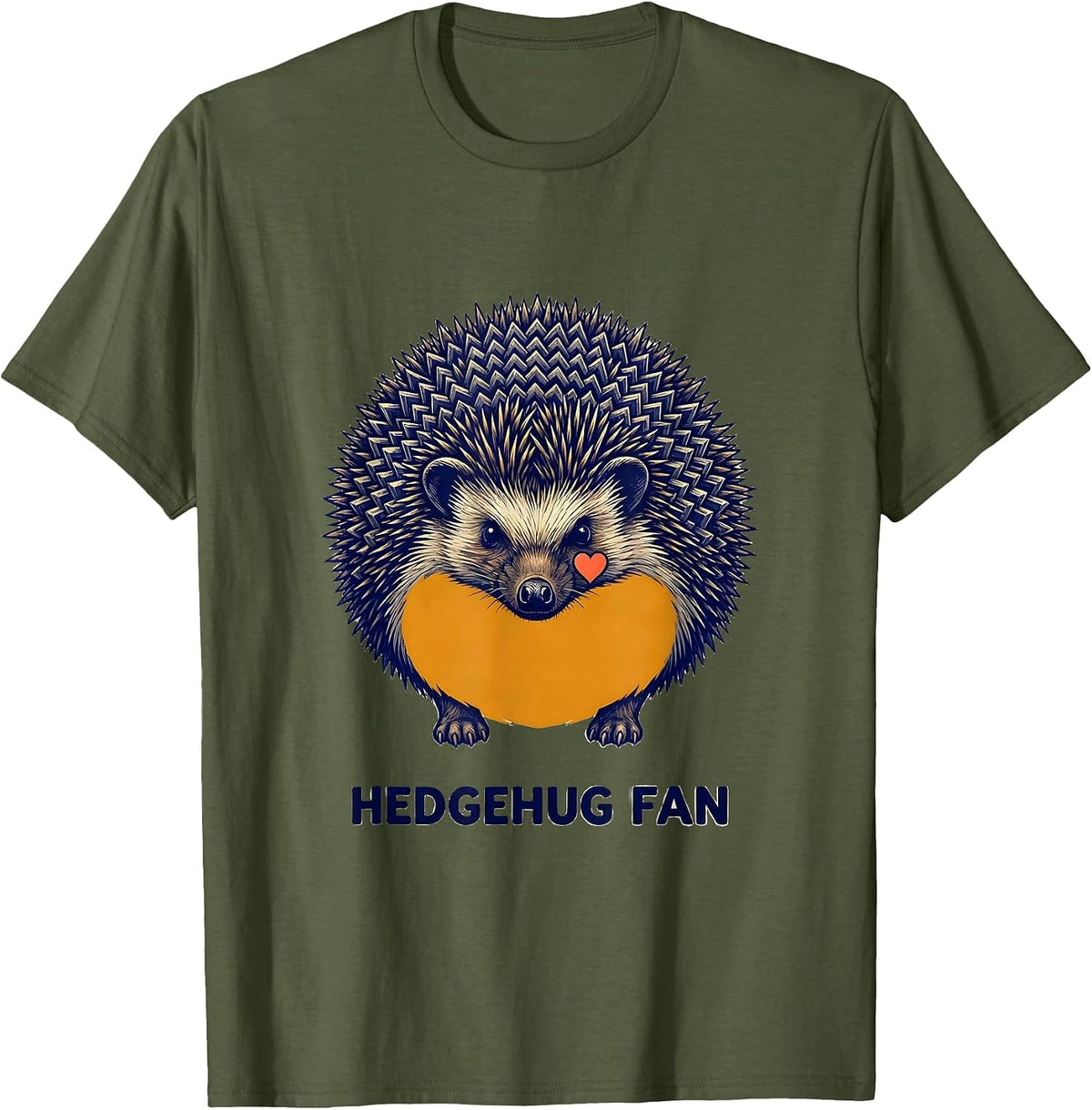 Hedgehug Fan Whimsical Hedgehog Lover Gift for Kids T-Shirt - Olive Green