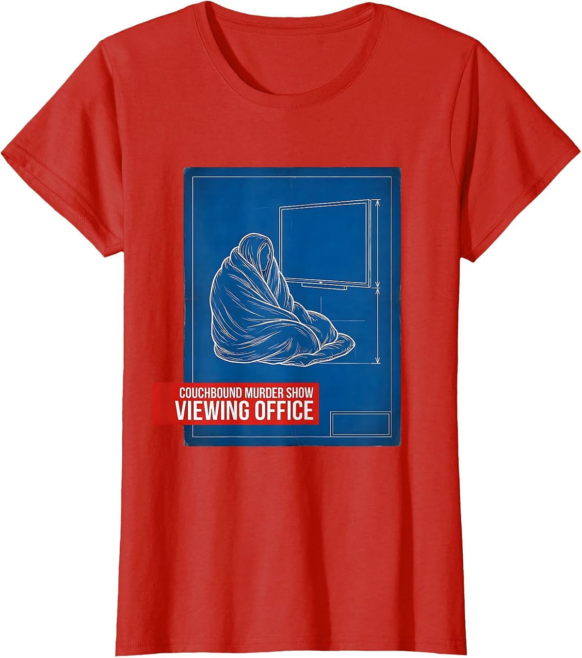 Couchbound Murder Show Viewing Office Funny True Crime Lover T-Shirt - Red