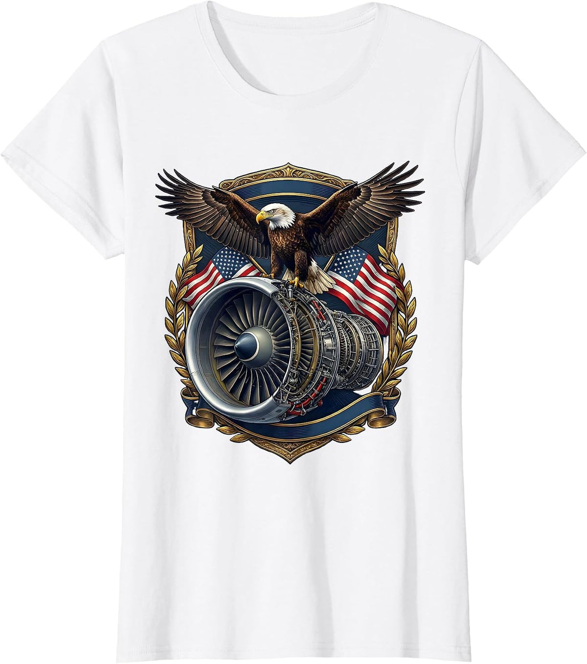 Air Force Turbine Engine Cross-Section Illustration T-Shirt - White