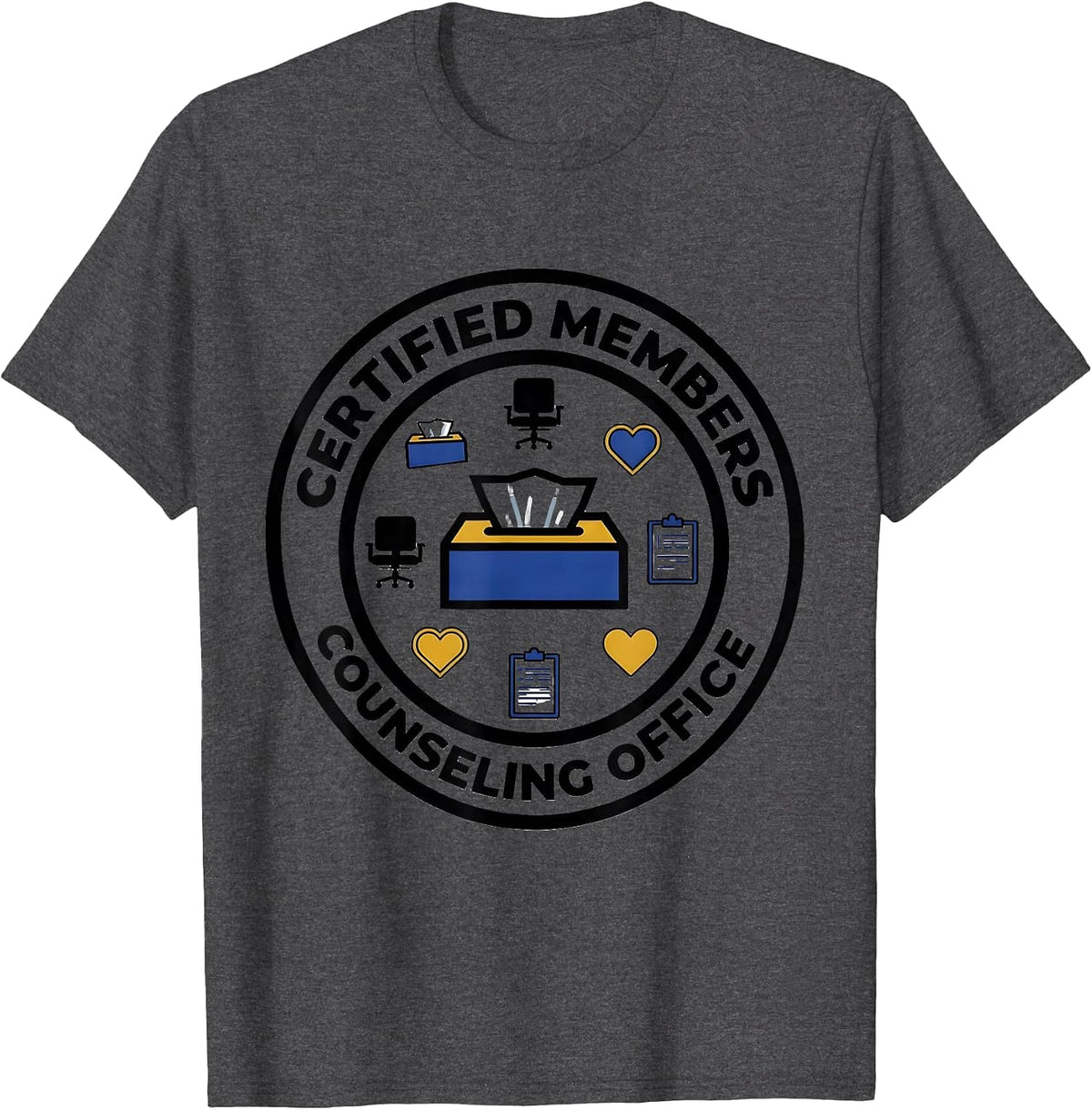 Men's Certified Members Counseling Office Geometric School T-Shirt - Dark Heather Grey
