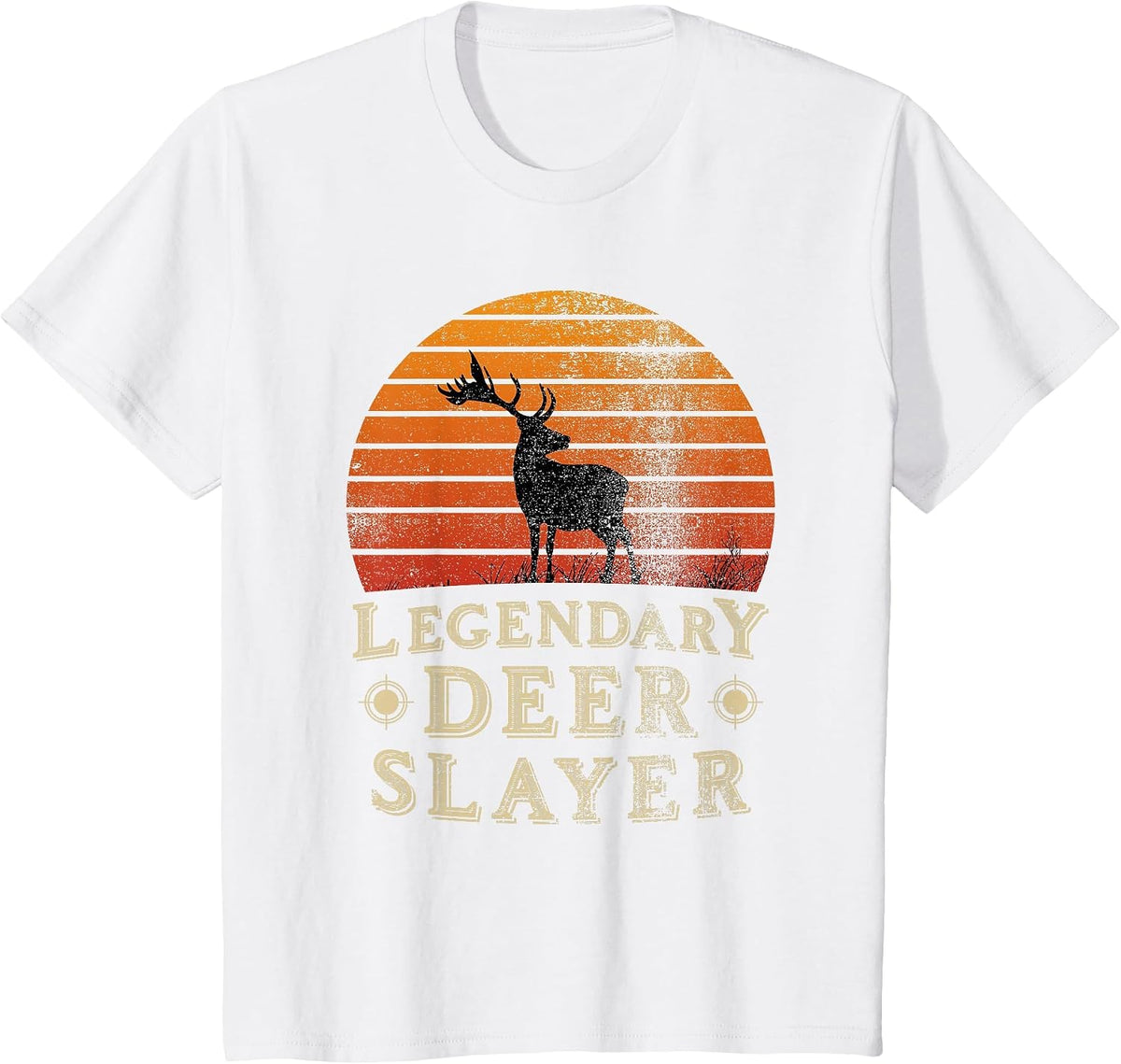Legendary Deer Slayer Vintage Sunset Deer Hunter T-Shirt - White