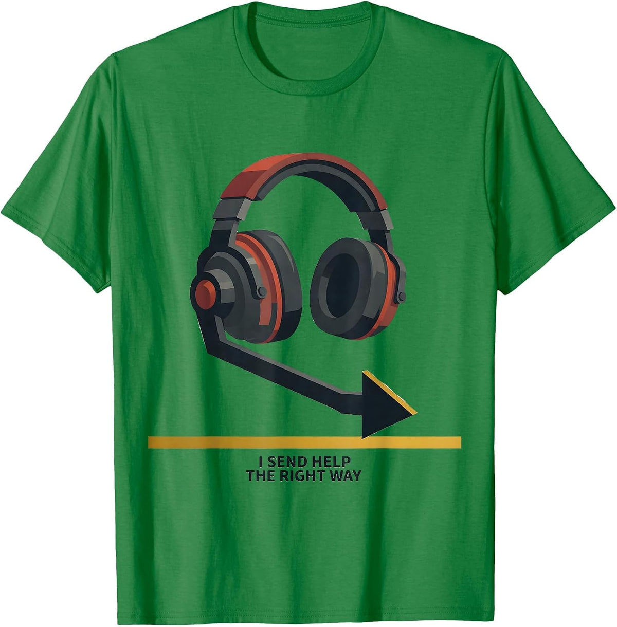 Men's I Send Help The Right Way Funny 911 Dispatcher Thin Gold T-Shirt - Kelly Green