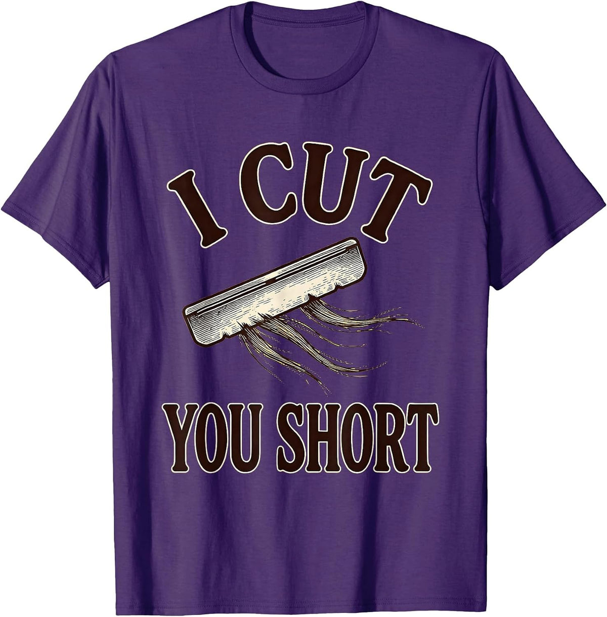 Men's I Cut You Short Funny Hairdresser Barber Hairstylist Humor T-Shirt - Purple