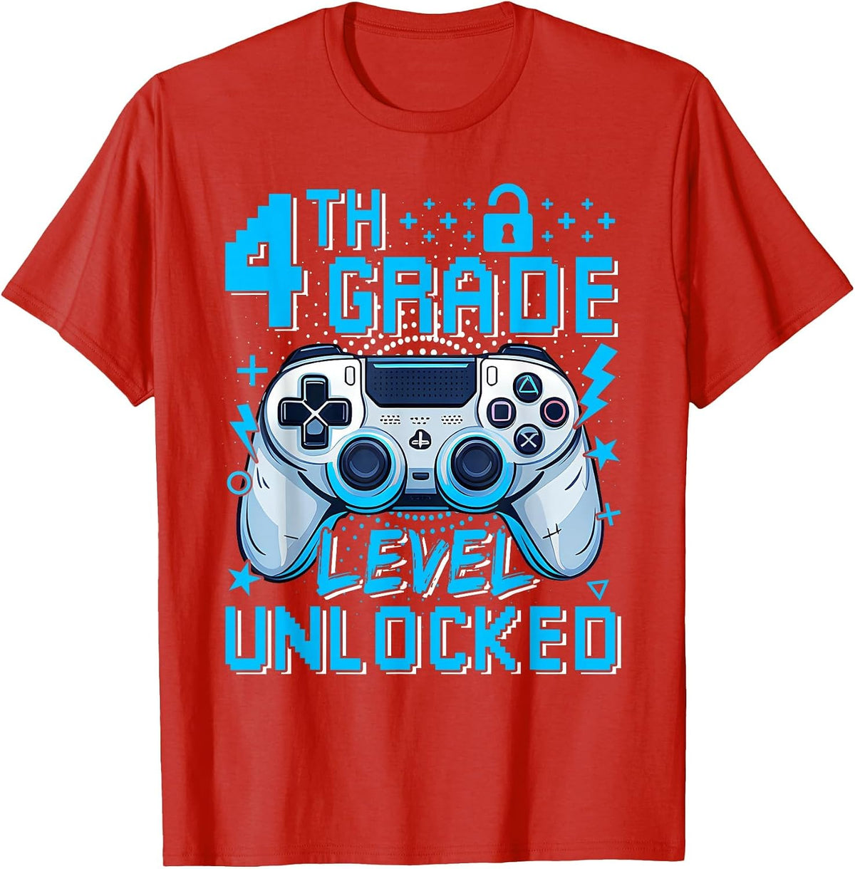 4th Grade Level Unlocked Video Game First Day Boy Kid T-Shirt - Red