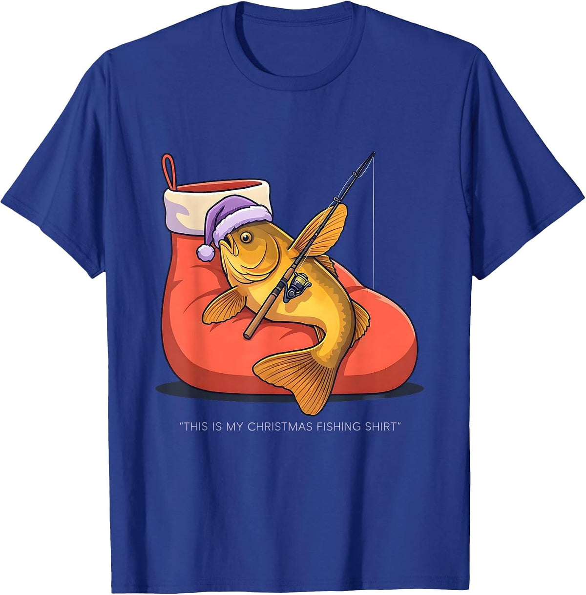 Men's This Is My Christmas Fishing Shirt Funny Fisherman Santa Hat T-Shirt - Royal Blue