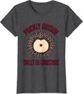 Women's Prickly Outside Sweet On Christmas Cute Hedgehog Holiday T-Shirt - Dark Heather Grey