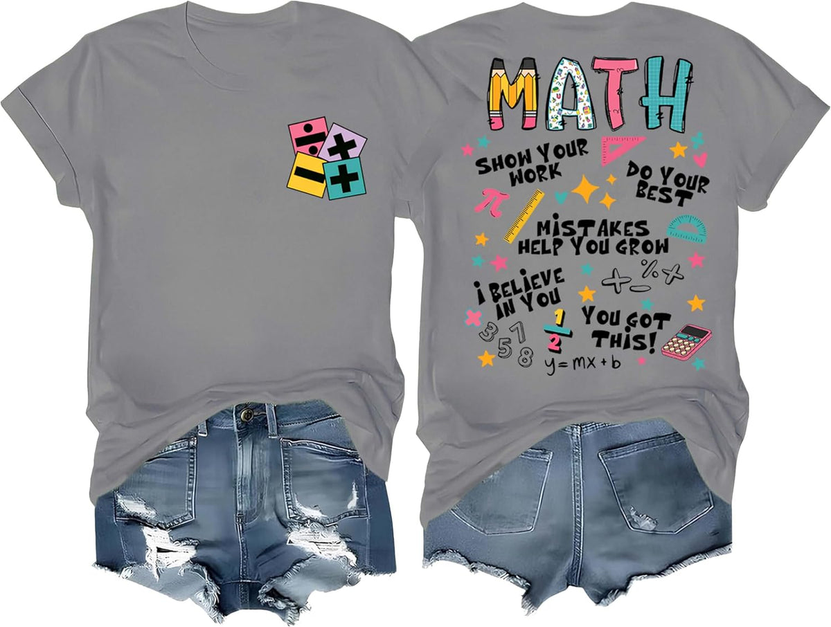 Math Teacher Shirt Funny Math Tshirts for Teachers for Women Men - Grey
