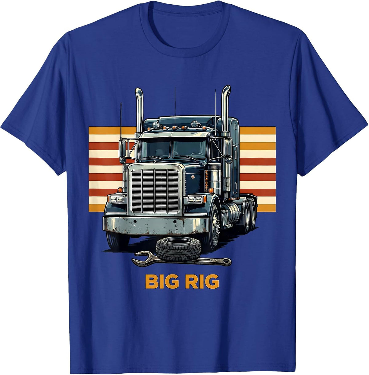 BIG RIG Custom Patriotic Semi Truck Driver Trucker Pride T-Shirt - Royal Blue