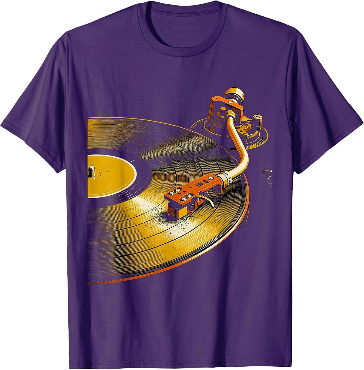 Men's Vinyl Groove Nostalgic Old School Hip Hop Streetwear T-Shirt - Purple