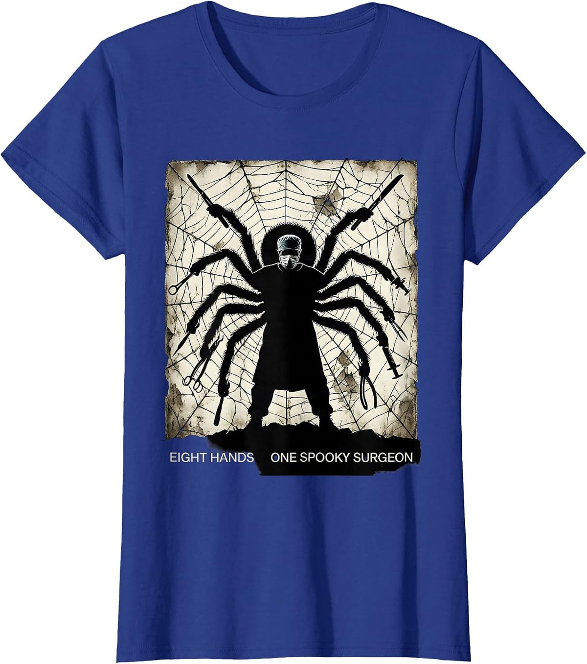 Women's Halloween Spider Surgeon Eight Hands Design T-Shirt - Royal Blue